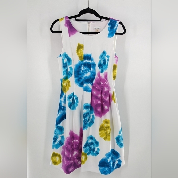Calvin Klein Floral Sleeveless Fit & Flare Dress Size 8 - Picture 1 of 4